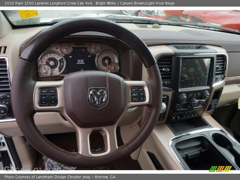 Bright White / Canyon Brown/Light Frost Beige 2016 Ram 1500 Laramie Longhorn Crew Cab 4x4