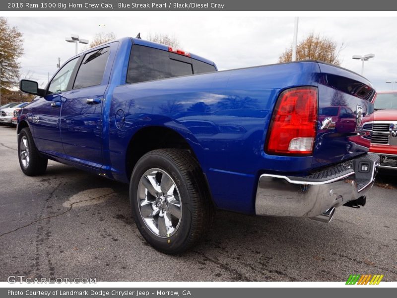 Blue Streak Pearl / Black/Diesel Gray 2016 Ram 1500 Big Horn Crew Cab