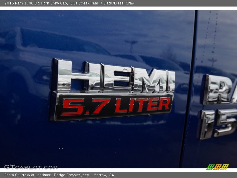 Blue Streak Pearl / Black/Diesel Gray 2016 Ram 1500 Big Horn Crew Cab