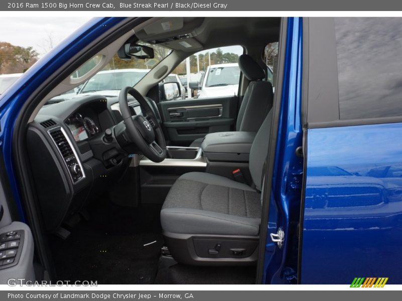 Blue Streak Pearl / Black/Diesel Gray 2016 Ram 1500 Big Horn Crew Cab