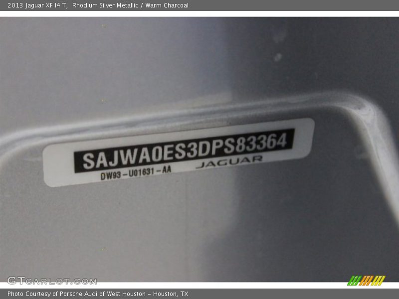 Rhodium Silver Metallic / Warm Charcoal 2013 Jaguar XF I4 T