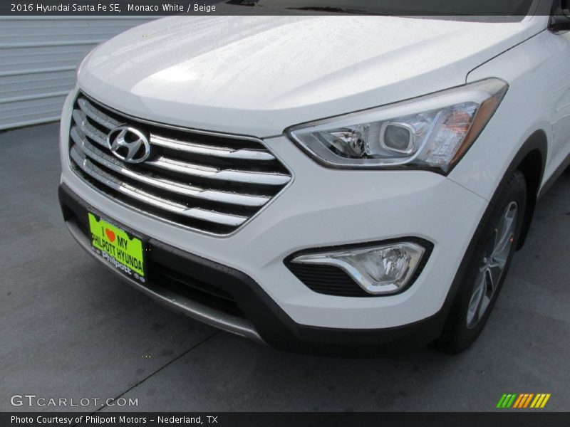 Monaco White / Beige 2016 Hyundai Santa Fe SE