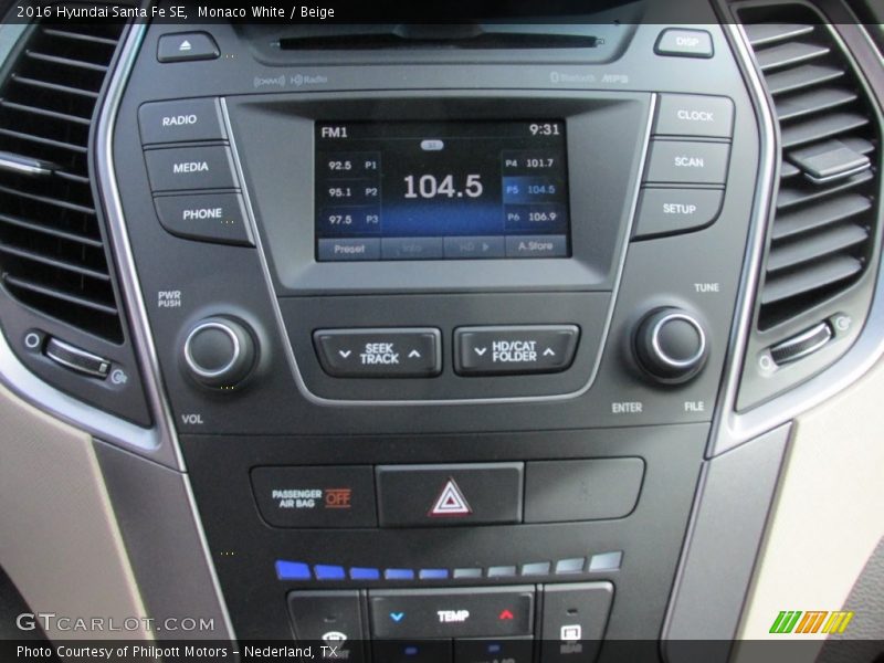 Monaco White / Beige 2016 Hyundai Santa Fe SE