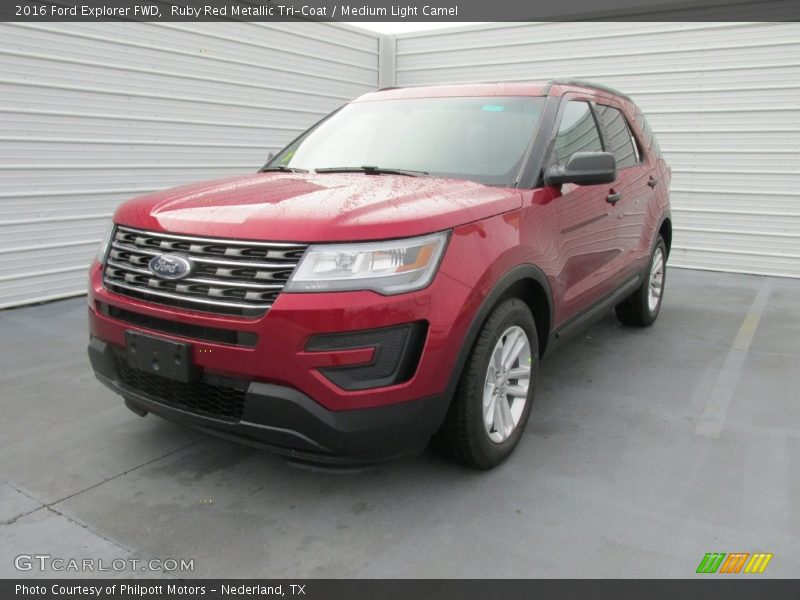 Ruby Red Metallic Tri-Coat / Medium Light Camel 2016 Ford Explorer FWD