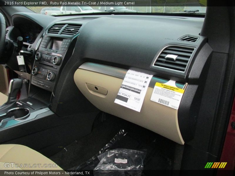 Ruby Red Metallic Tri-Coat / Medium Light Camel 2016 Ford Explorer FWD