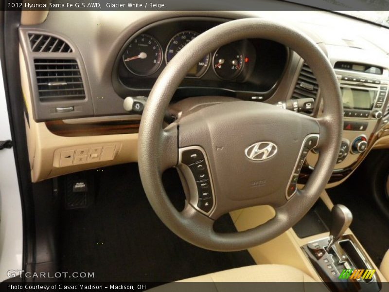 Glacier White / Beige 2012 Hyundai Santa Fe GLS AWD