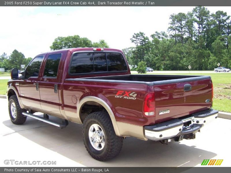 Dark Toreador Red Metallic / Tan 2005 Ford F250 Super Duty Lariat FX4 Crew Cab 4x4