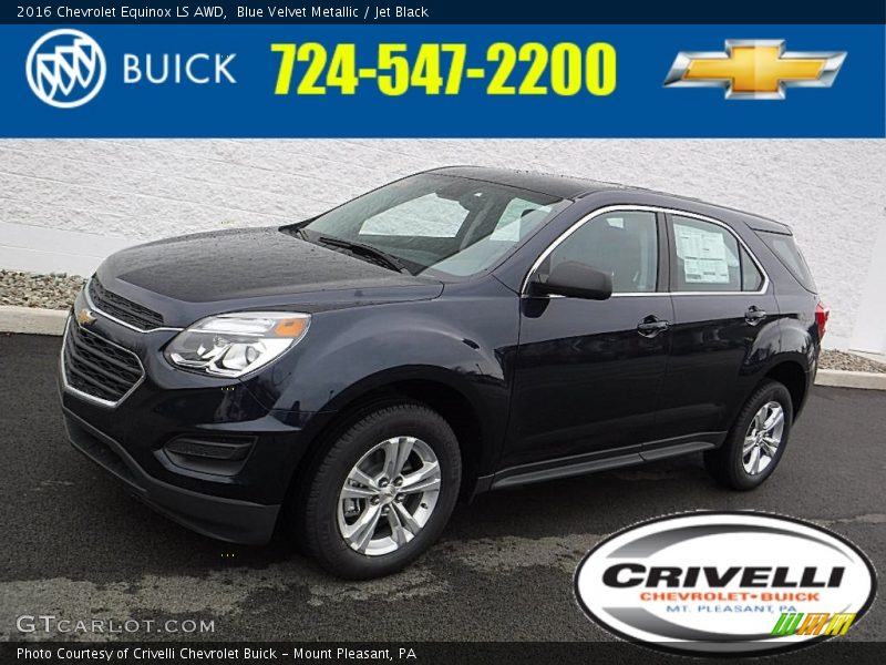 Blue Velvet Metallic / Jet Black 2016 Chevrolet Equinox LS AWD