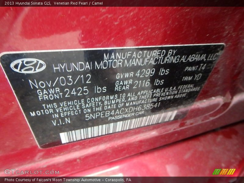 Venetian Red Pearl / Camel 2013 Hyundai Sonata GLS