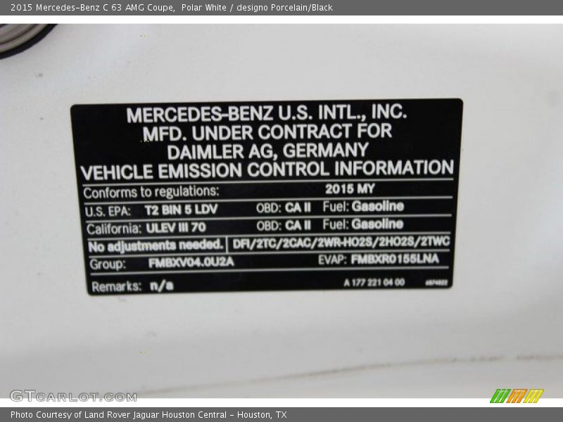 Polar White / designo Porcelain/Black 2015 Mercedes-Benz C 63 AMG Coupe