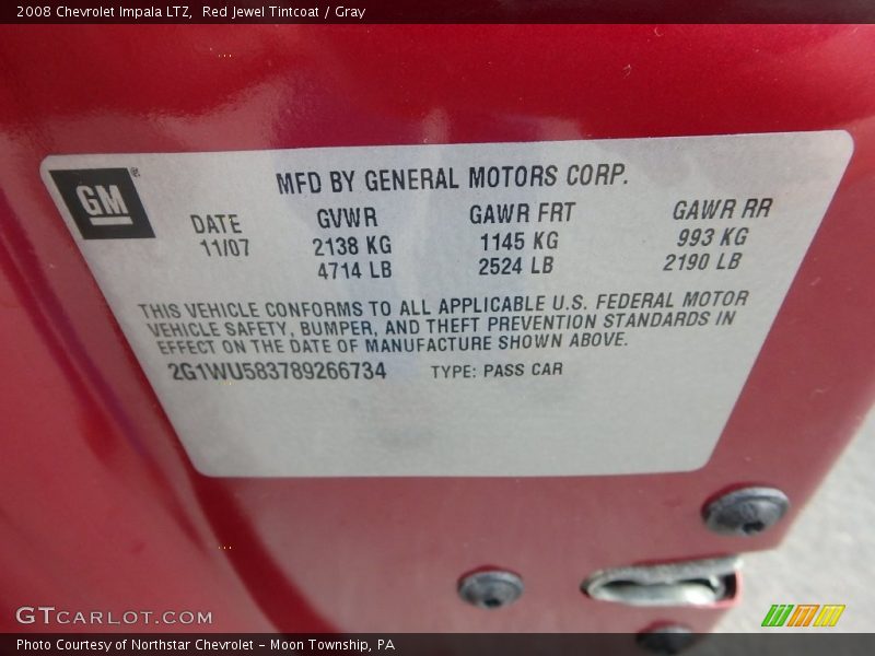 Red Jewel Tintcoat / Gray 2008 Chevrolet Impala LTZ