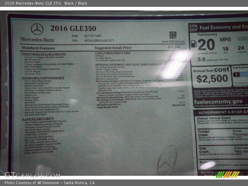 Black / Black 2016 Mercedes-Benz GLE 350