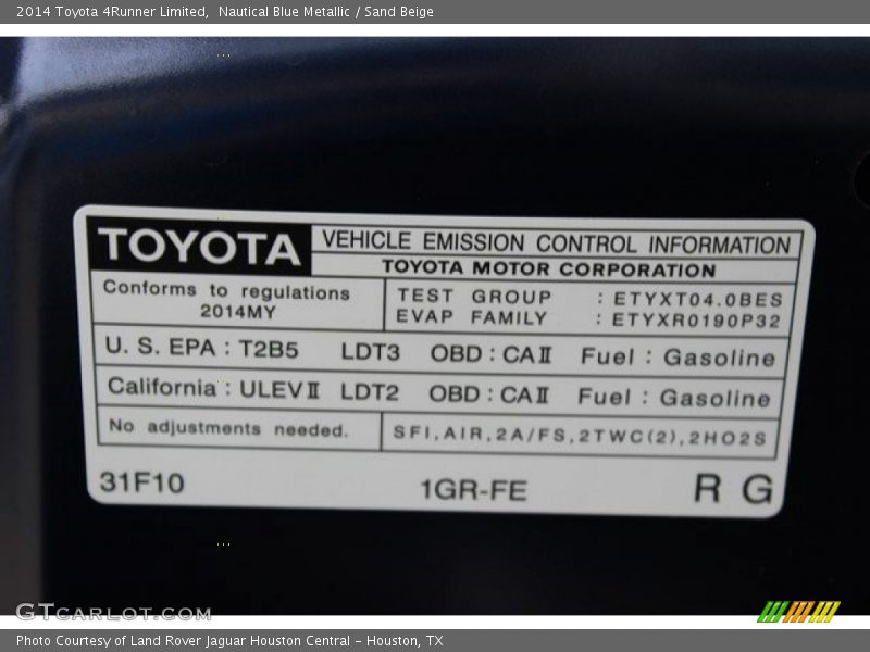 Nautical Blue Metallic / Sand Beige 2014 Toyota 4Runner Limited