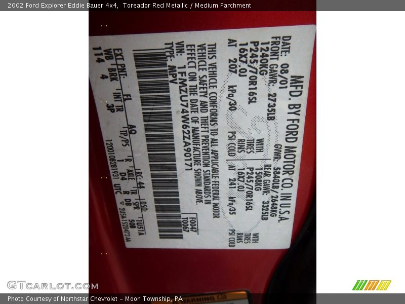 Toreador Red Metallic / Medium Parchment 2002 Ford Explorer Eddie Bauer 4x4