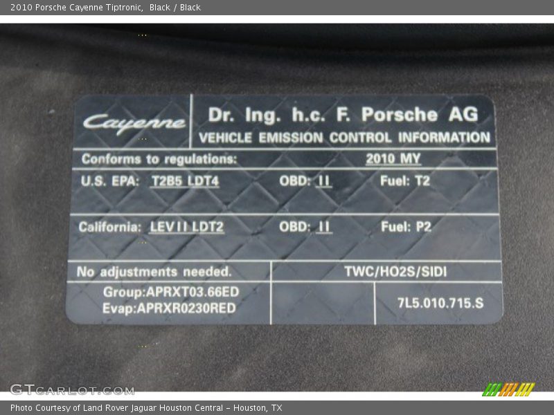 Black / Black 2010 Porsche Cayenne Tiptronic