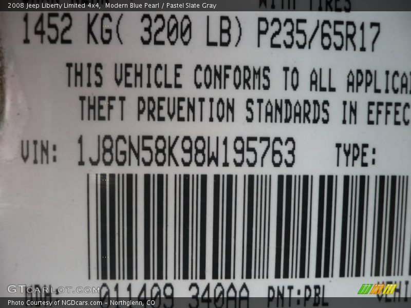 Modern Blue Pearl / Pastel Slate Gray 2008 Jeep Liberty Limited 4x4