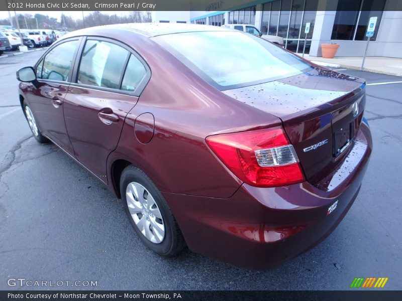 Crimson Pearl / Gray 2012 Honda Civic LX Sedan