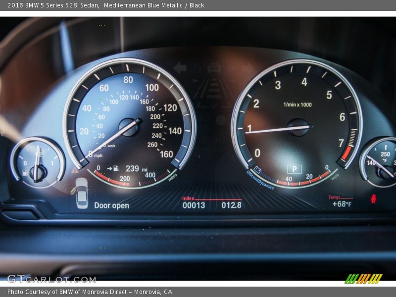 Mediterranean Blue Metallic / Black 2016 BMW 5 Series 528i Sedan