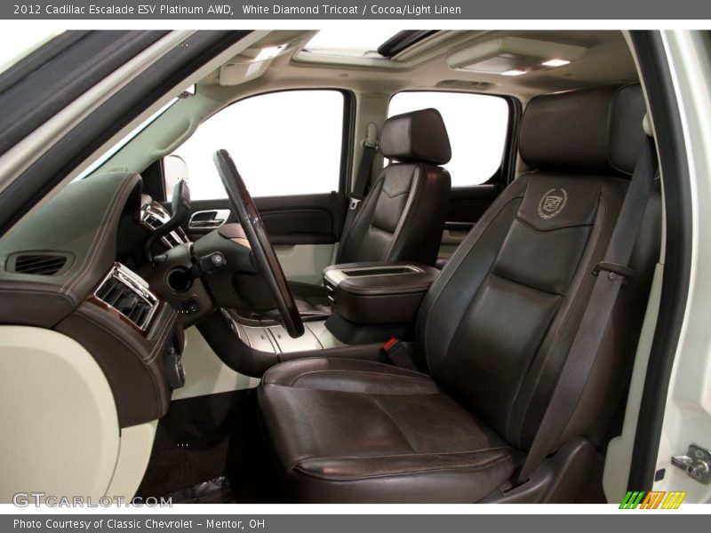 White Diamond Tricoat / Cocoa/Light Linen 2012 Cadillac Escalade ESV Platinum AWD