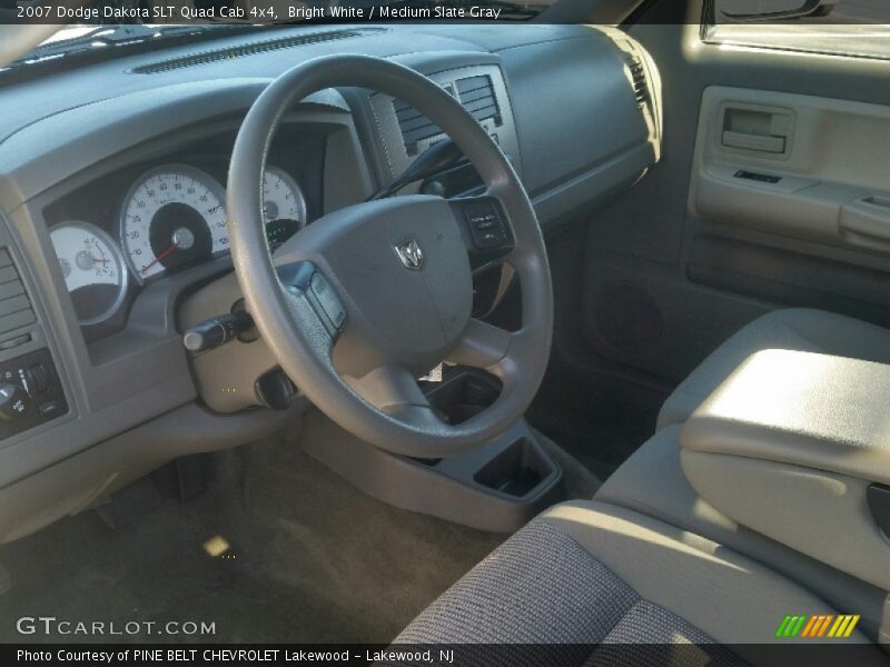 Bright White / Medium Slate Gray 2007 Dodge Dakota SLT Quad Cab 4x4
