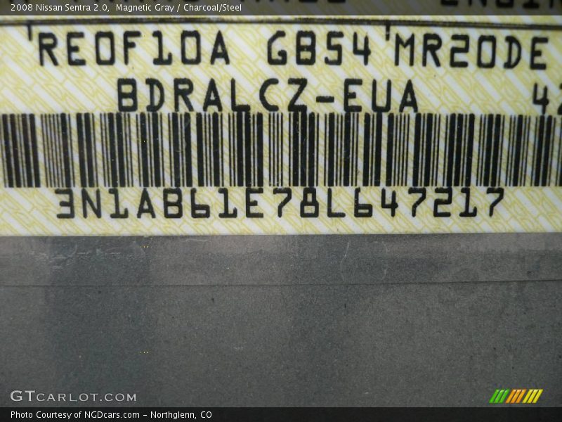 Magnetic Gray / Charcoal/Steel 2008 Nissan Sentra 2.0