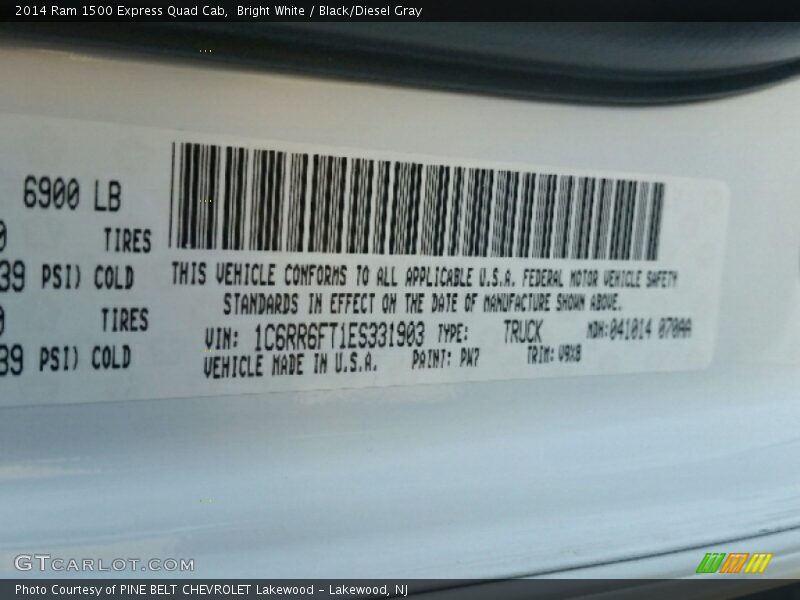Bright White / Black/Diesel Gray 2014 Ram 1500 Express Quad Cab