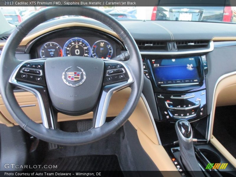 Sapphire Blue Metallic / Caramel/Jet Black 2013 Cadillac XTS Premium FWD