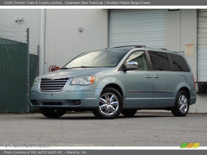 Clearwater Blue Pearlcoat / Medium Pebble Beige/Cream 2008 Chrysler Town & Country Limited