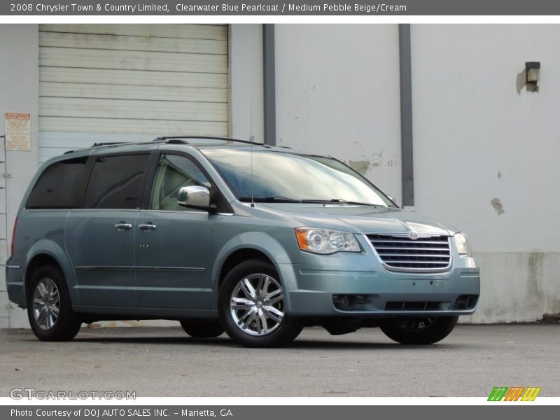 Clearwater Blue Pearlcoat / Medium Pebble Beige/Cream 2008 Chrysler Town & Country Limited