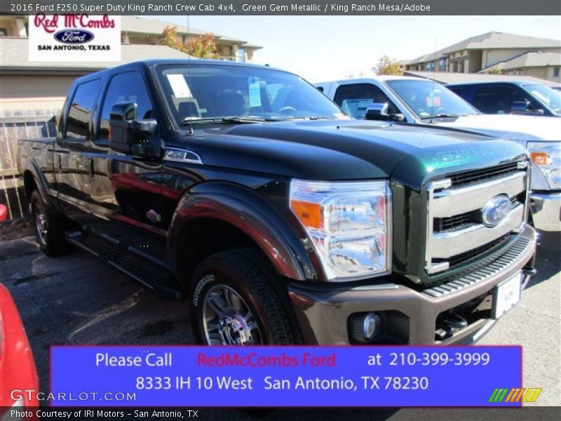 Green Gem Metallic / King Ranch Mesa/Adobe 2016 Ford F250 Super Duty King Ranch Crew Cab 4x4