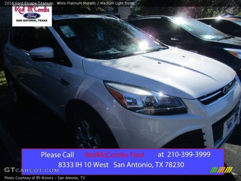 White Platinum Metallic / Medium Light Stone 2016 Ford Escape Titanium