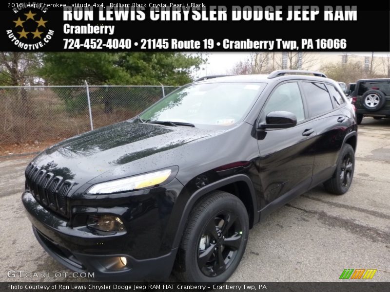 Brilliant Black Crystal Pearl / Black 2016 Jeep Cherokee Latitude 4x4