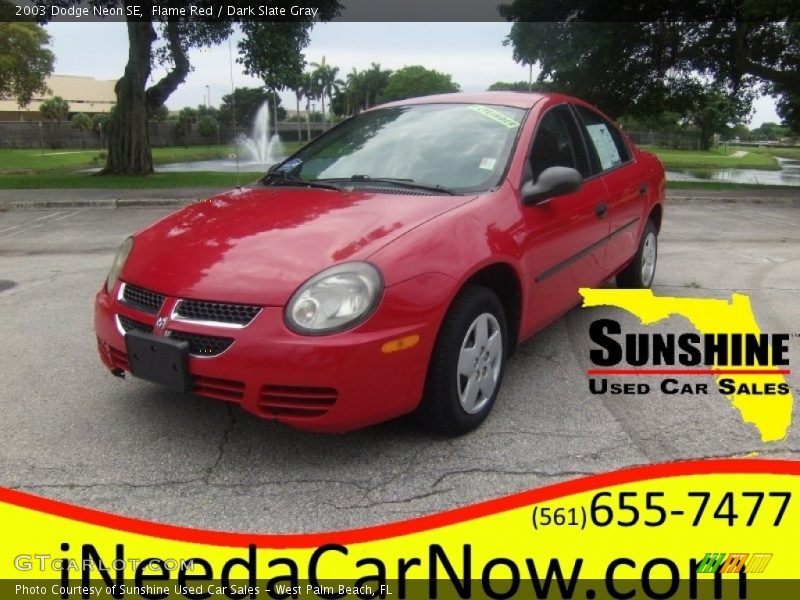 Flame Red / Dark Slate Gray 2003 Dodge Neon SE