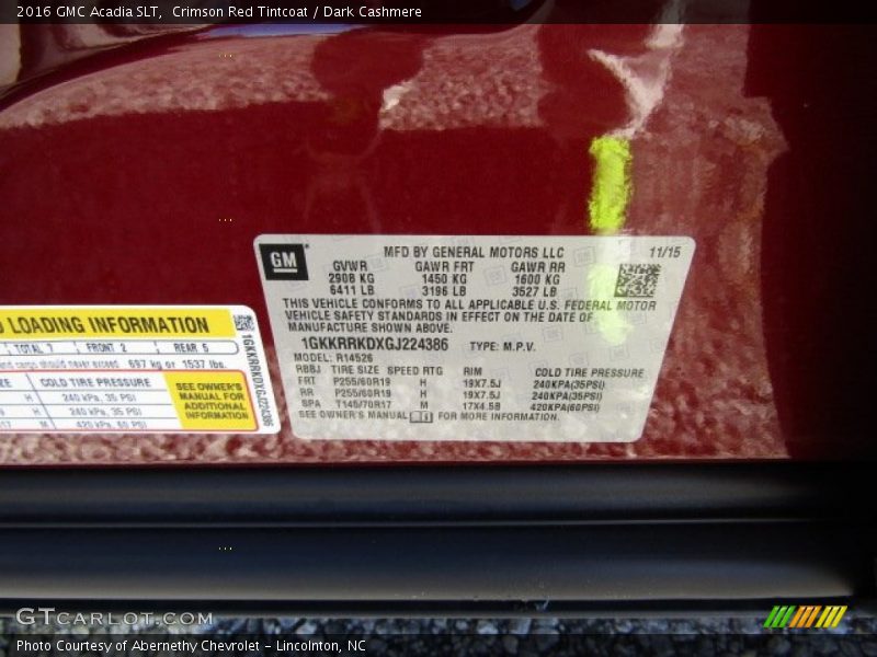 Crimson Red Tintcoat / Dark Cashmere 2016 GMC Acadia SLT