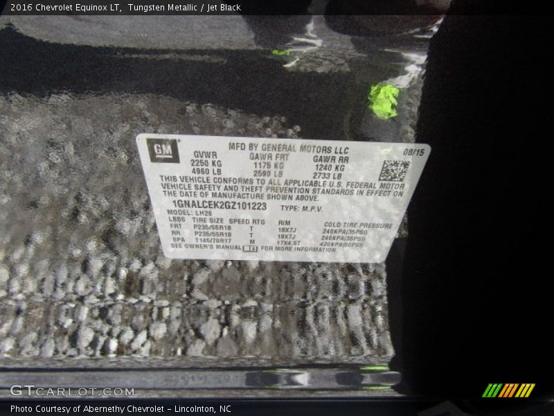 Tungsten Metallic / Jet Black 2016 Chevrolet Equinox LT