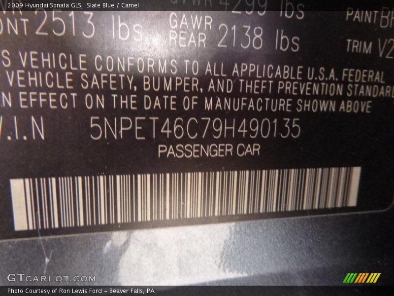 Slate Blue / Camel 2009 Hyundai Sonata GLS