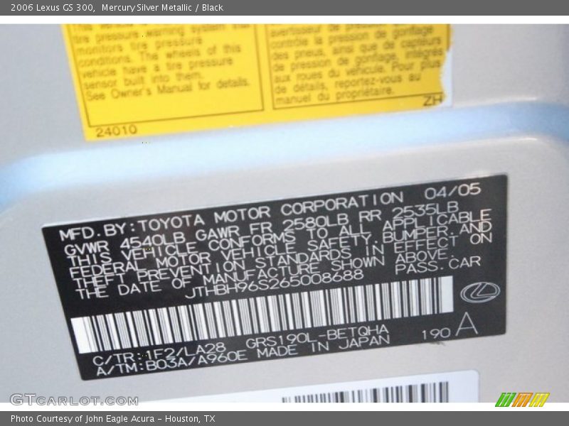 Mercury Silver Metallic / Black 2006 Lexus GS 300
