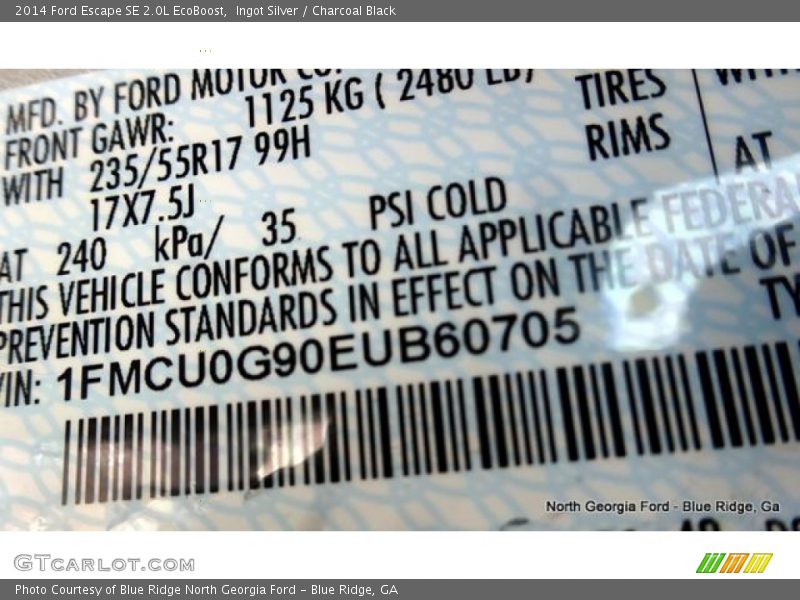 Ingot Silver / Charcoal Black 2014 Ford Escape SE 2.0L EcoBoost