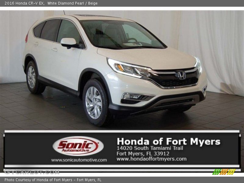 White Diamond Pearl / Beige 2016 Honda CR-V EX