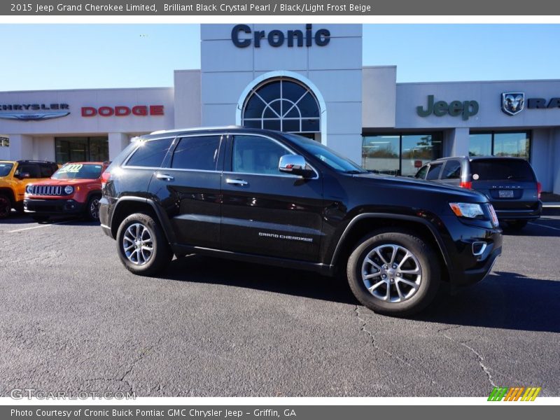 Brilliant Black Crystal Pearl / Black/Light Frost Beige 2015 Jeep Grand Cherokee Limited