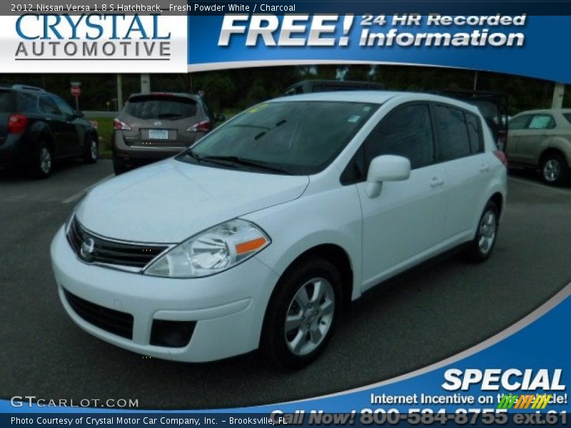 Fresh Powder White / Charcoal 2012 Nissan Versa 1.8 S Hatchback