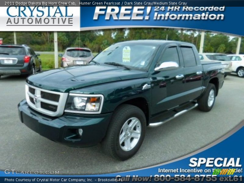 Hunter Green Pearlcoat / Dark Slate Gray/Medium Slate Gray 2011 Dodge Dakota Big Horn Crew Cab