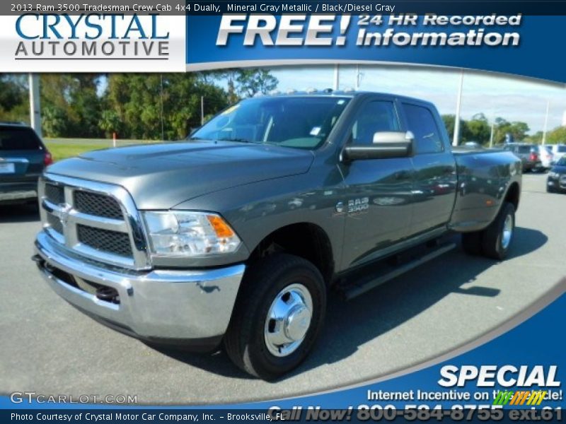 Mineral Gray Metallic / Black/Diesel Gray 2013 Ram 3500 Tradesman Crew Cab 4x4 Dually
