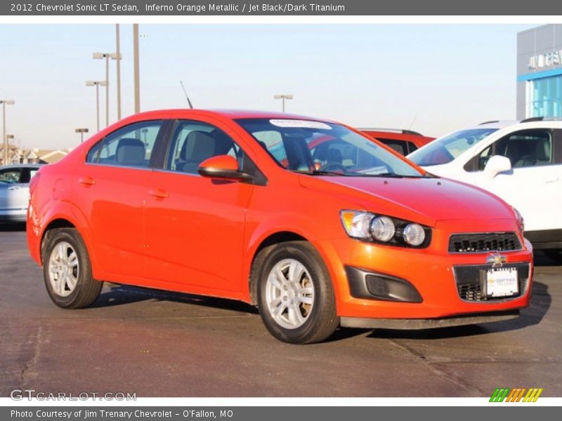 Inferno Orange Metallic / Jet Black/Dark Titanium 2012 Chevrolet Sonic LT Sedan