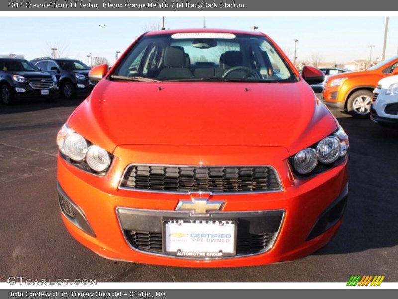 Inferno Orange Metallic / Jet Black/Dark Titanium 2012 Chevrolet Sonic LT Sedan