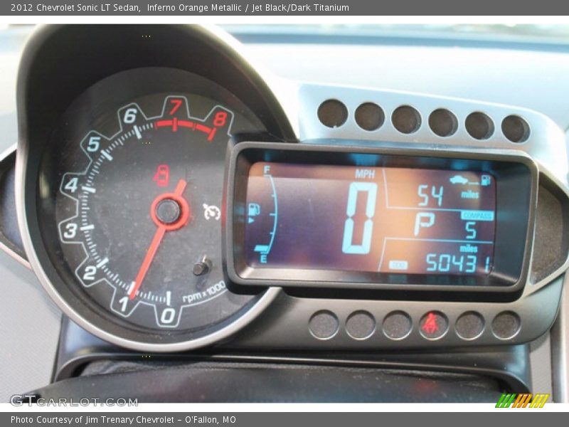 Inferno Orange Metallic / Jet Black/Dark Titanium 2012 Chevrolet Sonic LT Sedan