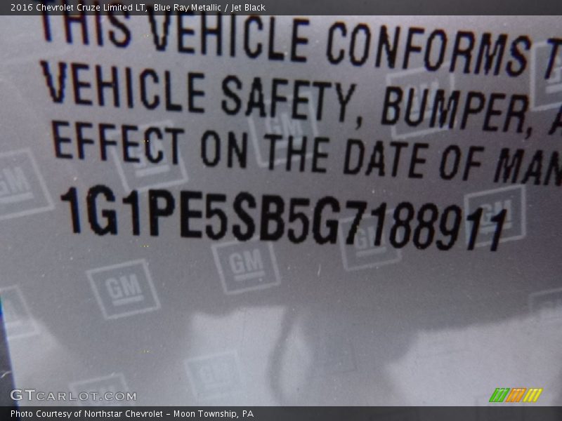 Blue Ray Metallic / Jet Black 2016 Chevrolet Cruze Limited LT