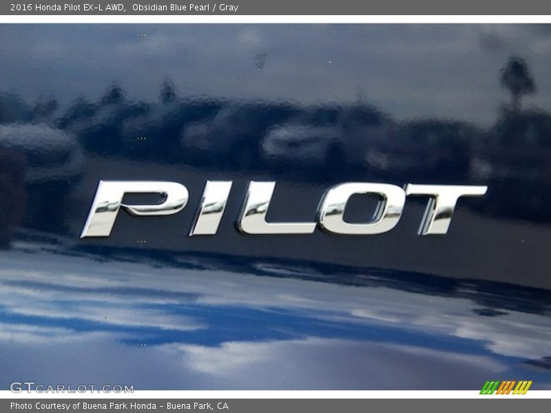 Obsidian Blue Pearl / Gray 2016 Honda Pilot EX-L AWD