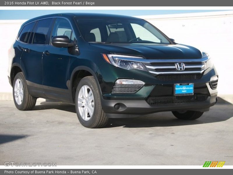Black Forest Pearl / Beige 2016 Honda Pilot LX AWD
