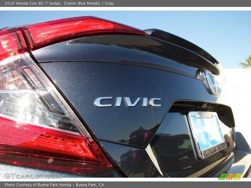 Cosmic Blue Metallic / Gray 2016 Honda Civic EX-T Sedan